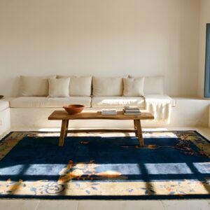 Blue Wool Knotted Rectangle Antique Chinese Small Scatter Size 1920s - Art Deco Rug (SKU 25589) - room view