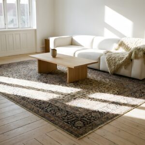 Blue , Red Antique Tribal Geometric Caucasian Flat Weave Kilim Rug (SKU 24274) - room view
