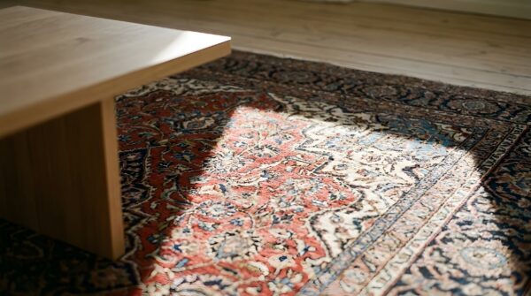 Blue , red antique tribal geometric caucasian flat weave kilim rug (sku 24274) - in-room detail