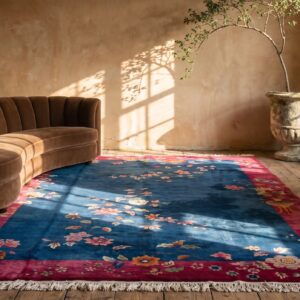 Antique Blue Room Size Art Deco Design Chinese Wool Pile Area Rug (SKU 22448) - room view