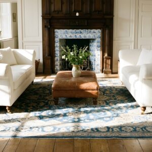 Blue Room Size Antique Artistic Chinese Dragon Design Peking Carpet (SKU 24096) - room view