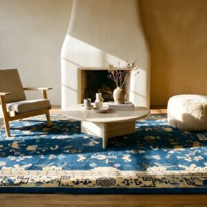 Blue Room Size Antique Chinese Bats Butterflies Cloud Band Design Peking Carpet (SKU 25697) - room view