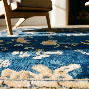 Blue Room Size Antique Chinese Bats Butterflies Cloud Band Design Peking Carpet (SKU 25697) - in-room detail