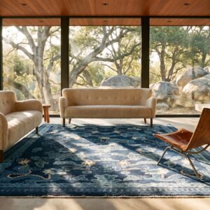 Blue Room Size Antique Chinese Dragon Cloud Band Pattern Peking Rug (SKU 25462) - room view