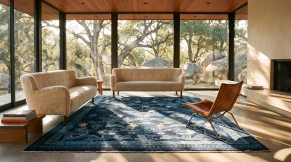 Blue room size antique chinese dragon cloud band pattern peking rug 8 Blue room size antique chinese dragon cloud band pattern peking rug (sku 25462) - room view