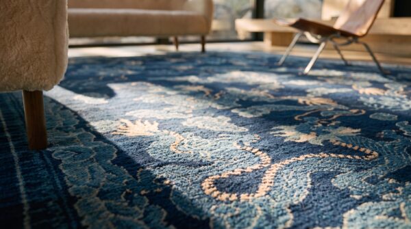 Blue room size antique chinese dragon cloud band pattern peking rug 9 Blue room size antique chinese dragon cloud band pattern peking rug (sku 25462) - in-room detail