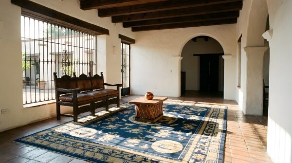 Blue antique room size peking chinese medallion knotted pile area rug 10 Blue antique room size peking chinese medallion knotted pile area rug (sku 24748) - room view