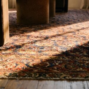 Blue Antique Rustic Paisley Pattern Persian Wide Gallery Size Malayer Rug (SKU 24772) - in-room detail