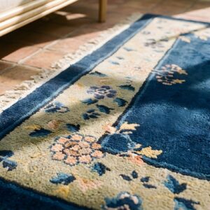 Blue Small Scatter Size Floral Antique Chinese Peking Wool Pile Rug (SKU 23185) - in-room detail