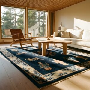 Blue Small Scatter Size Rectangle Knotted Chinese - Peking 1920s Wool Antique Rug (SKU 25336) - room view