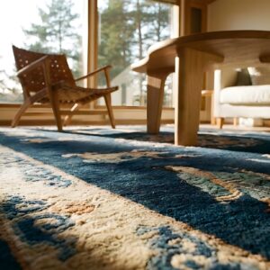 Blue Small Scatter Size Rectangle Knotted Chinese - Peking 1920s Wool Antique Rug (SKU 25336) - in-room detail