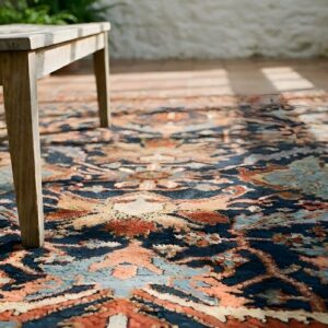 Blue Tribal Allover Design Antique Late 19th Century Persian Serapi Heriz Rug (SKU 25357) - in-room detail