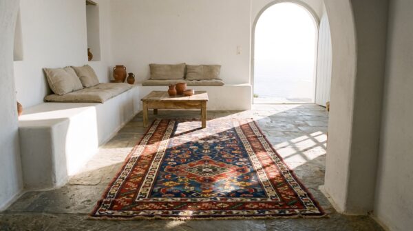Antique blue tribal caucasian shirvan hallway runner rug 7 Antique blue tribal caucasian shirvan hallway runner rug (sku 22529) - room view