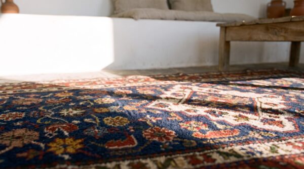 Antique blue tribal caucasian shirvan hallway runner rug 8 Antique blue tribal caucasian shirvan hallway runner rug (sku 22529) - in-room detail
