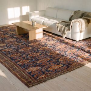 Blue Tribal Design Mid 19th Century Antique Turkish Oushak Rug (SKU 25079) - room view