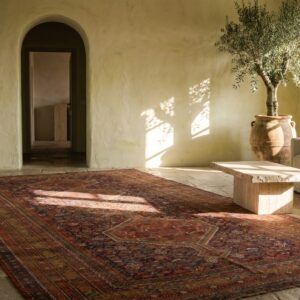 Blue Tribal Design Antique Persian Khamse Long and Narrow Gallery Size Rug (SKU 18202) - room view