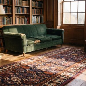 Antique Blue Tribal Geometric NW Persian Hallway Runner Rug (SKU 22070) - room view