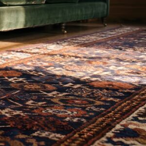 Antique Blue Tribal Geometric NW Persian Hallway Runner Rug (SKU 22070) - in-room detail
