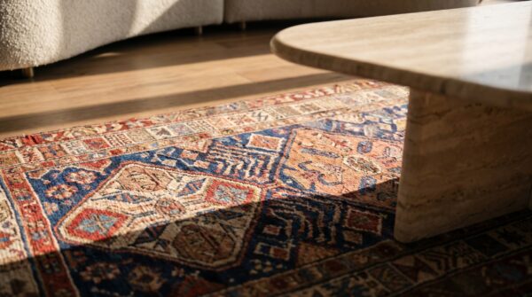 Blue tribal antique hallway runner persian kurdish rug 8 Blue tribal antique hallway runner persian kurdish rug (sku 17705) - in-room detail