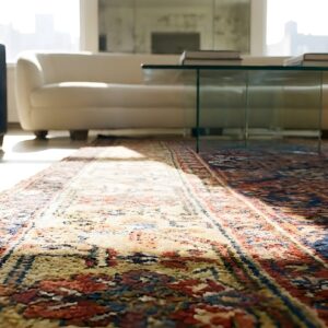 Antique Blue Tribal Kurdish Hallway Runner Rug (SKU 24119) - in-room detail