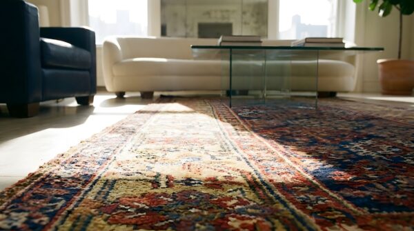 Antique blue tribal kurdish hallway runner rug 9 Antique blue tribal kurdish hallway runner rug (sku 24119) - in-room detail