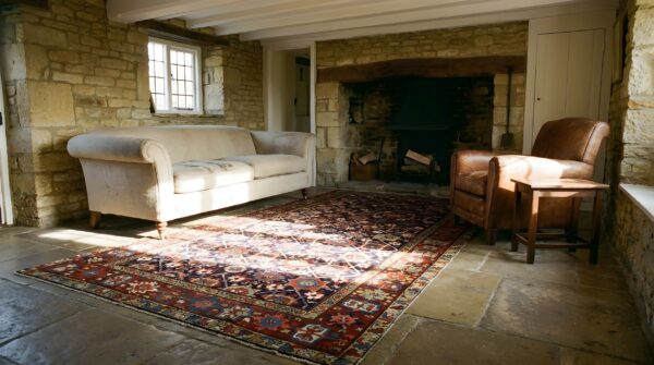 Blue tribal long and narrow antique mid 19th century caucasian shirvan rug 10 Blue tribal long and narrow antique mid 19th century caucasian shirvan rug (sku 24964) - room view