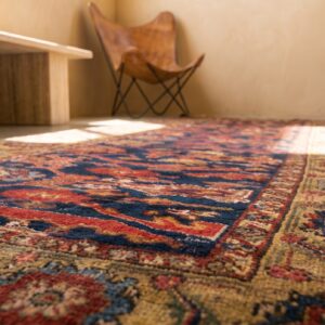 Blue Tribal Mid 19th Century Antique Northwest Persian Hallway Runner Rug (SKU 19090) - in-room detail