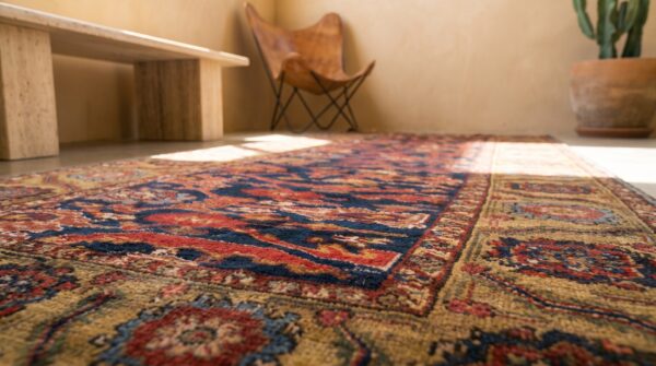 Blue tribal mid 19th century antique northwest persian hallway runner rug 8 Blue tribal mid 19th century antique northwest persian hallway runner rug (sku 19090) - in-room detail