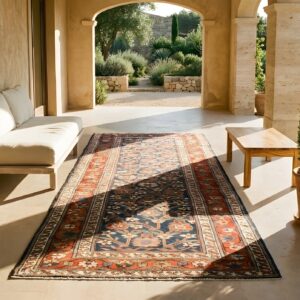 Blue Antique Tribal Mina Khani Design NW Persian Hallway Runner Rug (SKU 24212) - room view