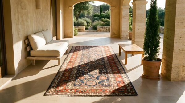 Blue antique tribal mina khani design nw persian hallway runner rug (sku 24212) - room view