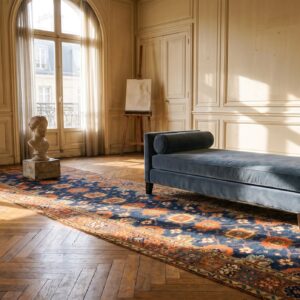 Antique Blue Tribal Mina Khani Design NW Persian Very Long Hallway Runner Rug (SKU 25741) - room view
