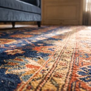 Antique Blue Tribal Mina Khani Design NW Persian Very Long Hallway Runner Rug (SKU 25741) - in-room detail