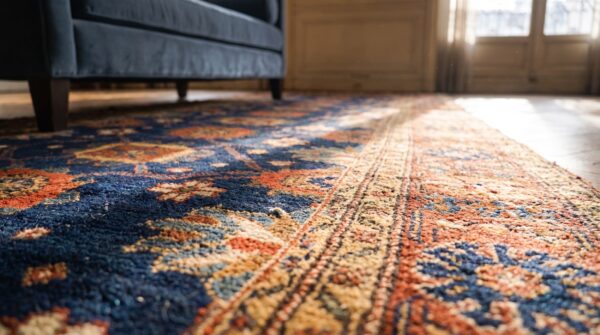 Antique blue tribal mina khani design nw persian very long hallway runner rug 8 Antique blue tribal mina khani design nw persian very long hallway runner rug (sku 25741) - in-room detail