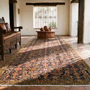 Blue Antique Tribal NW Persian Early 19th Century Hand-Knotted Wool Pile Hallway Runner Rug (SKU 21629) - room view