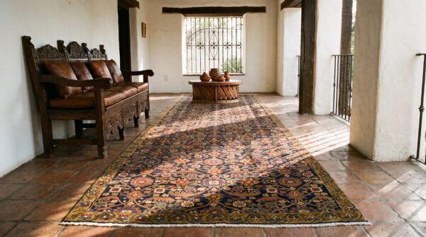 Blue antique tribal nw persian early 19th century hand-knotted wool pile hallway runner rug 7 Blue antique tribal nw persian early 19th century hand-knotted wool pile hallway runner rug (sku 21629) - room view