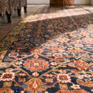 Blue Antique Tribal NW Persian Early 19th Century Hand-Knotted Wool Pile Hallway Runner Rug (SKU 21629) - in-room detail
