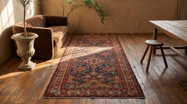 Antique blue tribal persian serab hallway runner rug - late 19th century 8 Antique blue tribal persian serab hallway runner rug - late 19th century (sku 20436) - room view