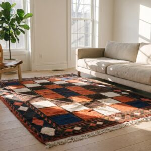 Bold Colorful Checkerboard Design Antique Tribal Persian Gabbeh Rug (SKU 18935) - room view