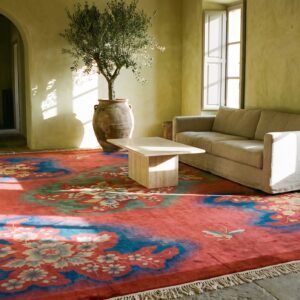Bold Coral Antique Art Deco Design Chinese Room Size Rug (SKU 21467) - room view
