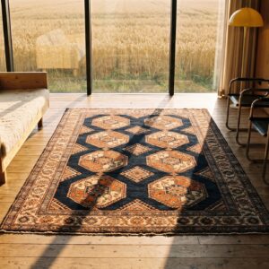 Bold Graphic Tribal Design Antique Persian Afshar Rug (SKU 21482) - room view