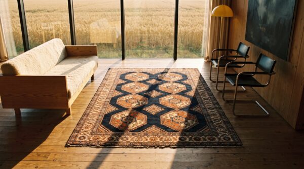 Bold graphic tribal design antique persian afshar rug 7 Bold graphic tribal design antique persian afshar rug (sku 21482) - room view