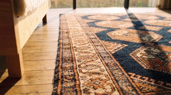 Bold graphic tribal design antique persian afshar rug 8 Bold graphic tribal design antique persian afshar rug (sku 21482) - in-room detail