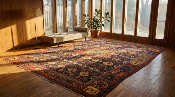 Bold late 19th century antique colorful persian tribal bakhtiari oversized carpet 7 Bold late 19th century antique colorful persian tribal bakhtiari oversized carpet (sku 18799) - room view