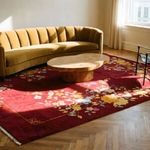 Bold Red Antique Floral Pattern Chinese Art Deco Design Carpet (SKU 21664) - room view