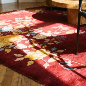 Bold Red Antique Floral Pattern Chinese Art Deco Design Carpet (SKU 21664) - in-room detail