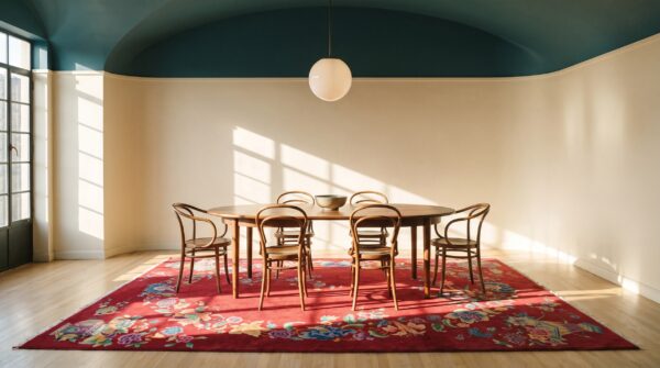 Bold red antique room size chinese art deco wool pile rug 9 Bold red antique room size chinese art deco wool pile rug (sku 21880) - room view