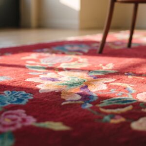 Bold Red Antique Room Size Chinese Art Deco Wool Pile Rug (SKU 21880) - in-room detail