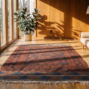 Antique Bold Tribal Geometric Baluch Afghan Rug (SKU 23091) - room view