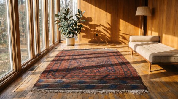 Antique bold tribal geometric baluch afghan rug 7 Antique bold tribal geometric baluch afghan rug (sku 23091) - room view