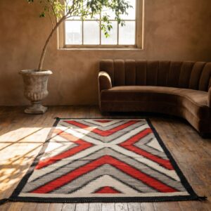 Bold Tribal Geometric Antique Flatweave Native American Navajo Rug (SKU 19604) - room view